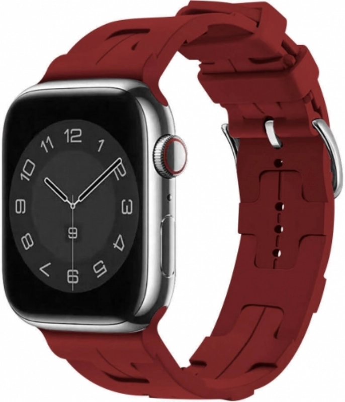 Apple Watch 38mm Kordon Metal Toka Tasarımlı KRD-92 Silikon Kordon - Kırmızı