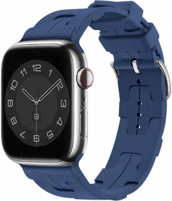 Apple Watch 38mm Kordon Metal Toka Tasarımlı KRD-92 Silikon Kordon - Mavi