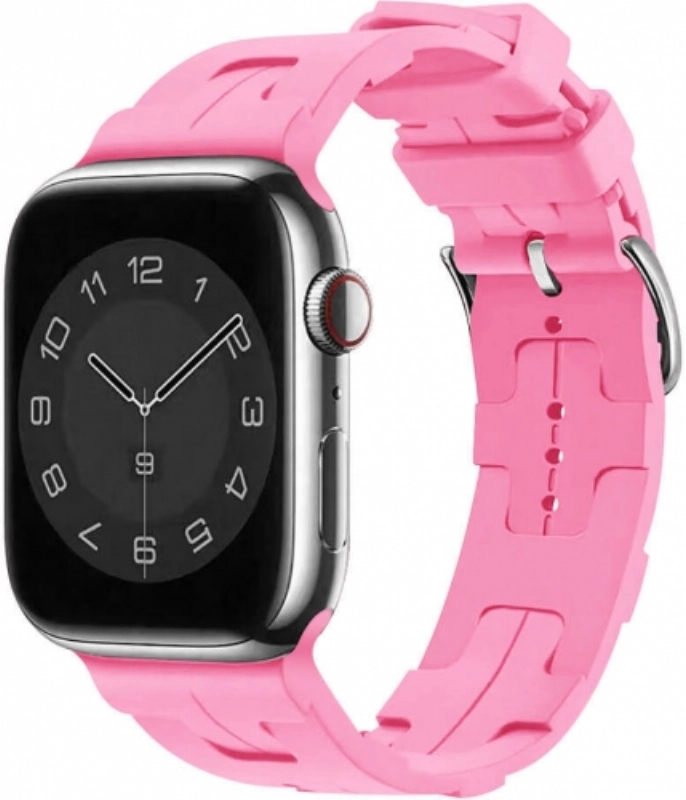 Apple Watch 38mm Kordon Metal Toka Tasarımlı KRD-92 Silikon Kordon - Pembe