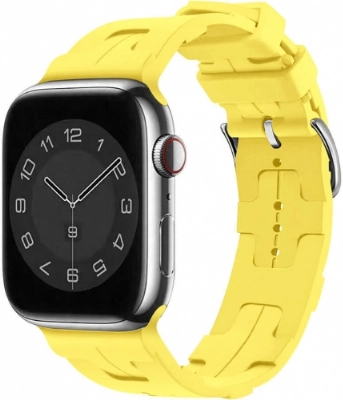 Apple Watch 38mm Kordon Metal Toka Tasarımlı KRD-92 Silikon Kordon - Sarı