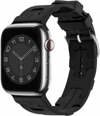 Apple Watch 38mm Kordon Metal Toka Tasarımlı KRD-92 Silikon Kordon - Siyah