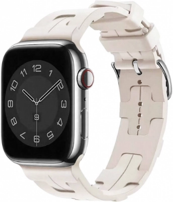 Apple Watch 38mm Kordon Metal Toka Tasarımlı KRD-92 Silikon Kordon - Starlight