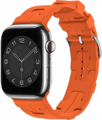 Apple Watch 38mm Kordon Metal Toka Tasarımlı KRD-92 Silikon Kordon - Turuncu