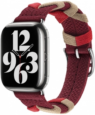 Apple Watch 38mm Kordon Renkli Sarmal Örgü Tasarımlı KRD-97  - Kırmızı