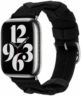 Apple Watch 38mm Kordon Renkli Sarmal Örgü Tasarımlı KRD-97  - Koyu Siyah