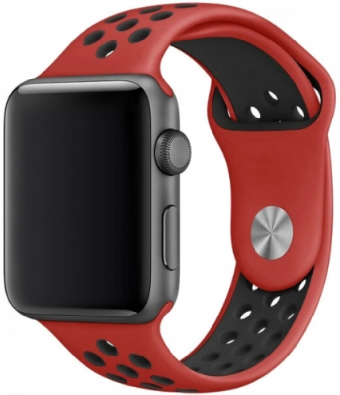 Apple Watch 38mm Kordon Spor Silikon Delikli KRD-02 - Kırmızı