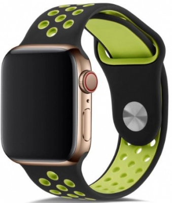 Apple Watch 38mm Kordon Spor Silikon Delikli KRD-02 - Koyu Yeşil