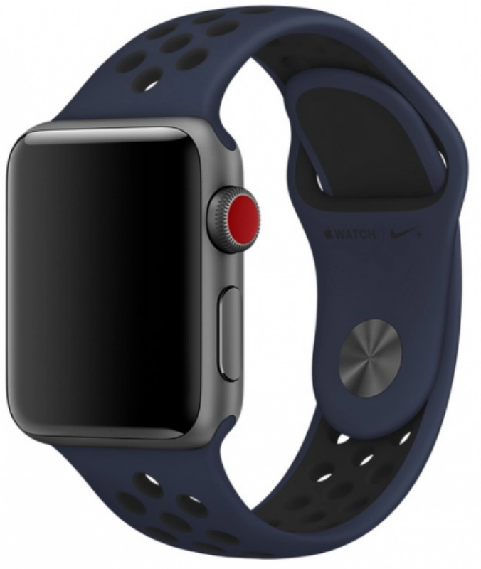 Apple Watch 38mm Kordon Spor Silikon Delikli KRD-02 - Lacivert