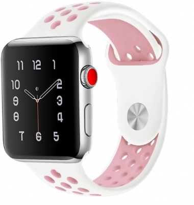 Apple Watch 38mm Kordon Spor Silikon Delikli KRD-02 - Pembe