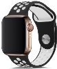 Apple Watch 38mm Kordon Spor Silikon Delikli KRD-02 - Siyah