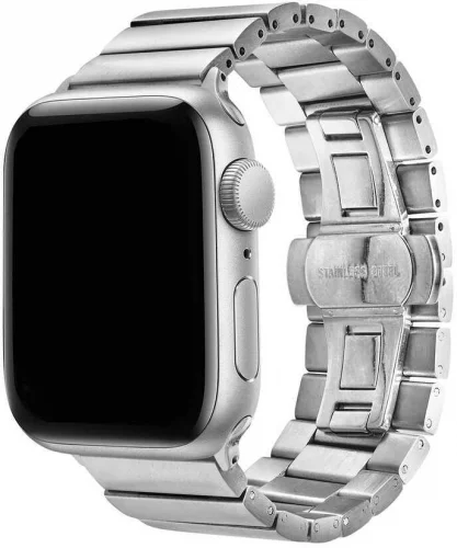 Apple Watch 44mm KRD-41 Ayarlanabilir Metal Kordon - Gümüş