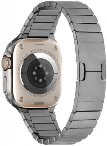 Apple Watch 38mm Metal Kordon Çizgi Tasarım Şık Ve Dayanıklı KRD-82 - Gri