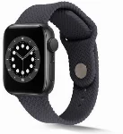 Apple Watch 38mm Silikon Kordon Hasır Örgü Dizayn - Gri