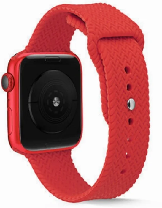 Apple Watch 38mm Silikon Kordon Hasır Örgü Dizayn - Gri