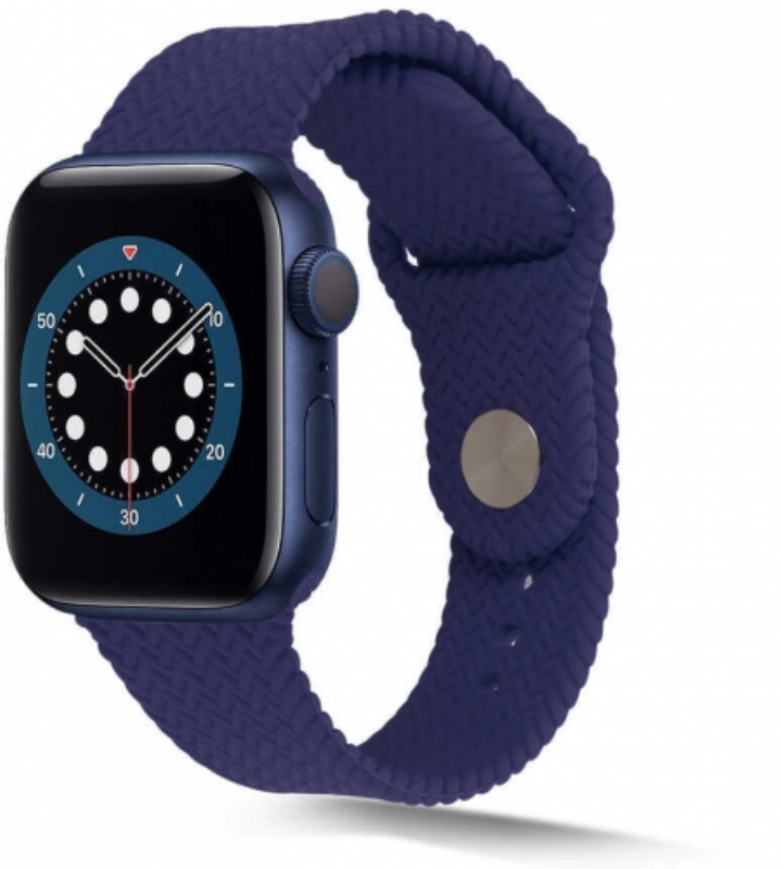 Apple Watch 38mm Silikon Kordon Hasır Örgü Dizayn KRD-37 - Lacivert