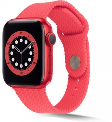 Apple Watch 38mm Silikon Kordon Hasır Örgü Dizayn - Pembe