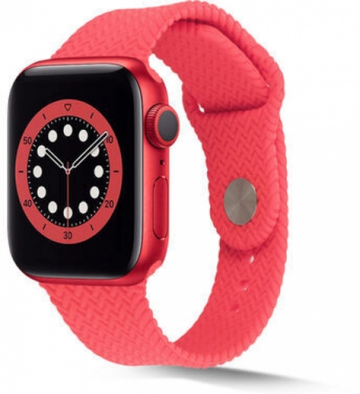 Apple Watch 38mm Silikon Kordon Hasır Örgü Dizayn - Pembe