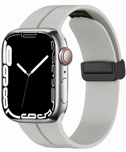 Apple Watch 38mm Silikon Kordon Zore KRD-84 Soft Pürüzsüz Metal Toka - Gri