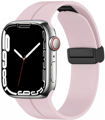 Apple Watch 38mm Silikon Kordon Zore KRD-84 Soft Pürüzsüz Metal Toka - Pembe