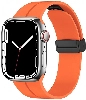 Apple Watch 38mm Silikon Kordon Zore KRD-84 Soft Pürüzsüz Metal Toka - Turuncu