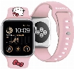 Apple Watch 40mm Hello Kitty Orjinal Lisanslı Yazı Logolu Fiyonk & Kitty Head Silikon Kordon - Krem