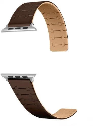 Apple Watch 40mm Kordon Çizgili Desenli Silikon KRD-111 Kordon - Kahve