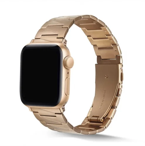 Apple Watch 40mm Kordon KRD-48 Metal Strap Kayış Üçgen Parçalı - Rose Gold