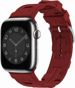 Apple Watch 40mm Kordon Metal Toka Tasarımlı KRD-92 Silikon Kordon - Kırmızı