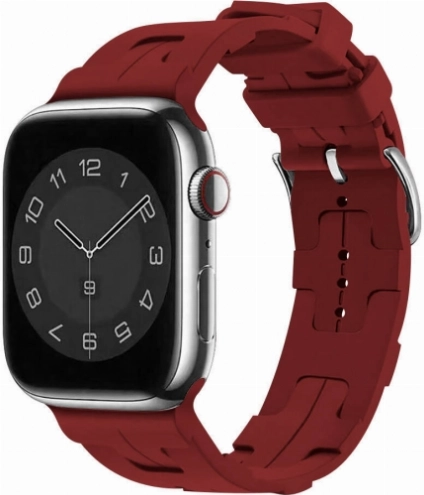 Apple Watch 40mm Kordon Metal Toka Tasarımlı KRD-92 Silikon Kordon - Kırmızı