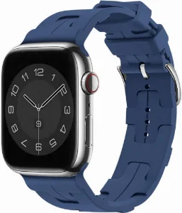 Apple Watch 40mm Kordon Metal Toka Tasarımlı KRD-92 Silikon Kordon - Mavi