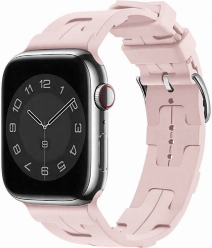 Apple Watch 40mm Kordon Metal Toka Tasarımlı KRD-92 Silikon Kordon - Pembe Açık