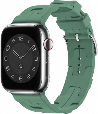 Apple Watch 40mm Kordon Metal Toka Tasarımlı KRD-92 Silikon Kordon - Petrol Yeşil