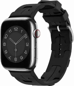 Apple Watch 40mm Kordon Metal Toka Tasarımlı KRD-92 Silikon Kordon - Siyah