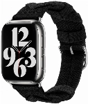 Apple Watch 40mm Kordon Renkli Sarmal Örgü Tasarımlı KRD-97  - Koyu Siyah