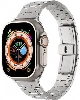 Apple Watch 40mm Kordon Şerit Tasarımlı Otomatik Klipsli Çelik KRD-83 - Gümüş - Rose