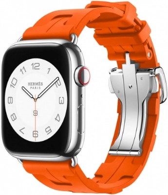 Apple Watch 40mm Kordon Spor Görünümlü KRD-94 Silikon Kordon - Turuncu