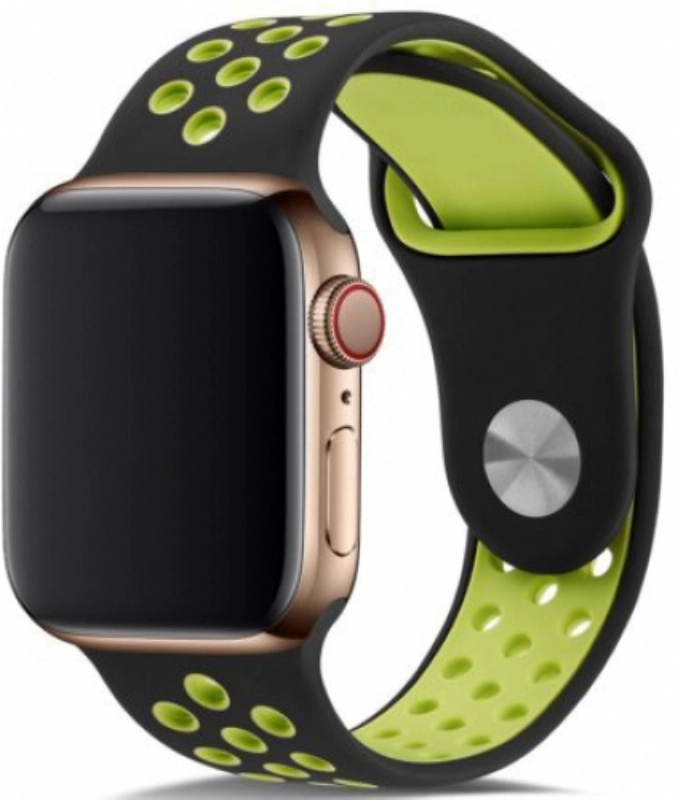 Apple Watch 40mm Kordon Spor Silikon Delikli KRD-02 - Koyu Yeşil