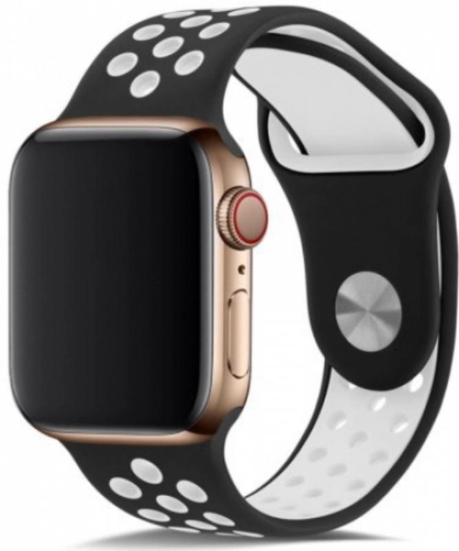 Apple Watch 40mm Kordon Spor Silikon Delikli KRD-02 - Siyah