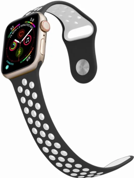 Apple Watch 40mm Kordon Spor Silikon Delikli KRD-02 - Siyah