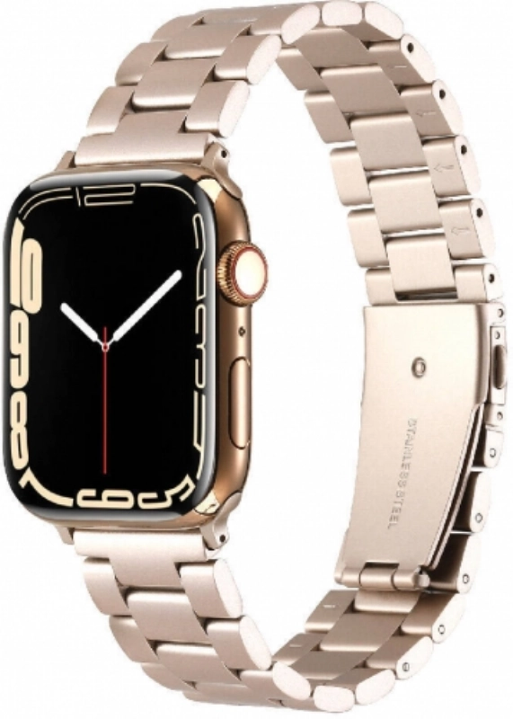 Apple Watch 40mm Kordon Zarif ve Sağlam Renkli KRD-93 Metal Kordon - Starlight