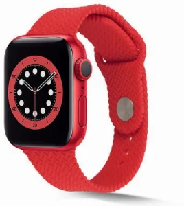 Apple Watch 40mm Silikon Kordon Hasır Örgü Dizayn - Kırmızı