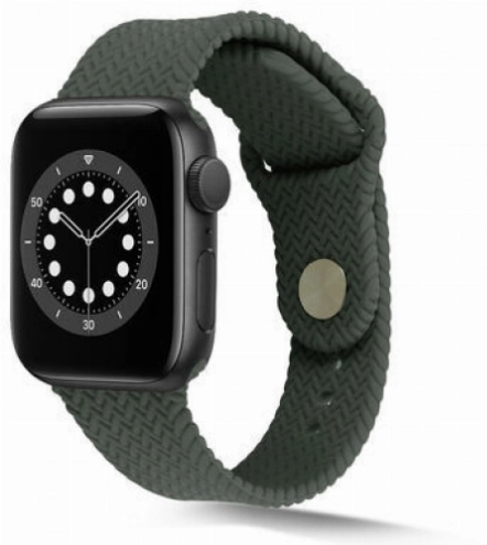 Apple Watch 40mm Silikon Kordon Hasır Örgü Dizayn - Koyu Yeşil