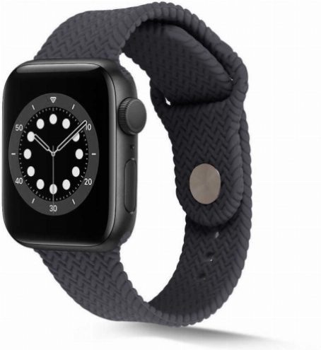 Apple Watch 40mm Silikon Kordon Hasır Örgü Dizayn KRD-37 - Gri