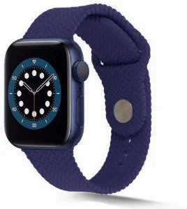 Apple Watch 40mm Silikon Kordon Hasır Örgü Dizayn - Lacivert