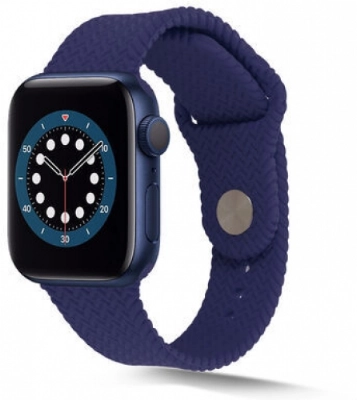 Apple Watch 40mm Silikon Kordon Hasır Örgü Dizayn - Lacivert