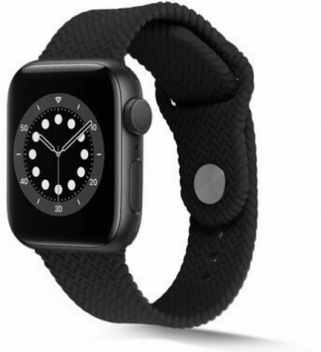 Apple Watch 40mm Silikon Kordon Hasır Örgü Dizayn - Siyah