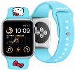 Apple Watch 41mm Hello Kitty Orjinal Lisanslı Yazı Logolu Fiyonk & Kitty Head Silikon Kordon - Kırmızı