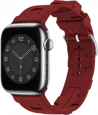 Apple Watch 41mm Kordon Metal Toka Tasarımlı KRD-92 Silikon Kordon - Kırmızı