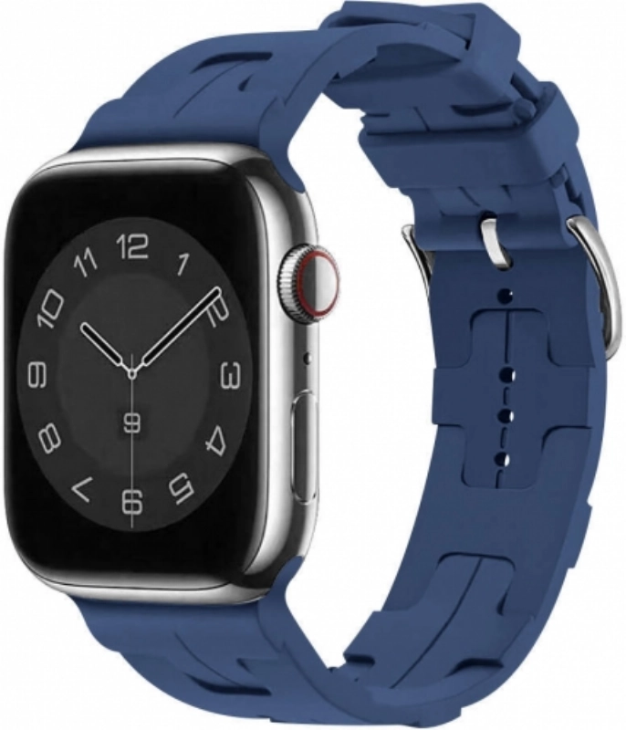 Apple Watch 41mm Kordon Metal Toka Tasarımlı KRD-92 Silikon Kordon - Mavi