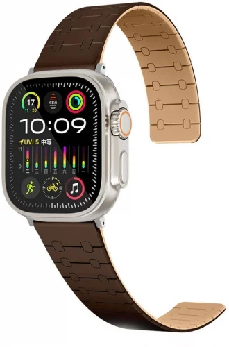 Apple Watch 42mm Kordon Çizgili Desenli Silikon KRD-111 Kordon - Kahve
